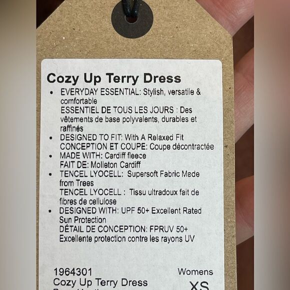 PrAna Cozy Up Terry Dress Raux Heather Lace-up V-Neck Lounge NWT. XS - Picture 6 of 10